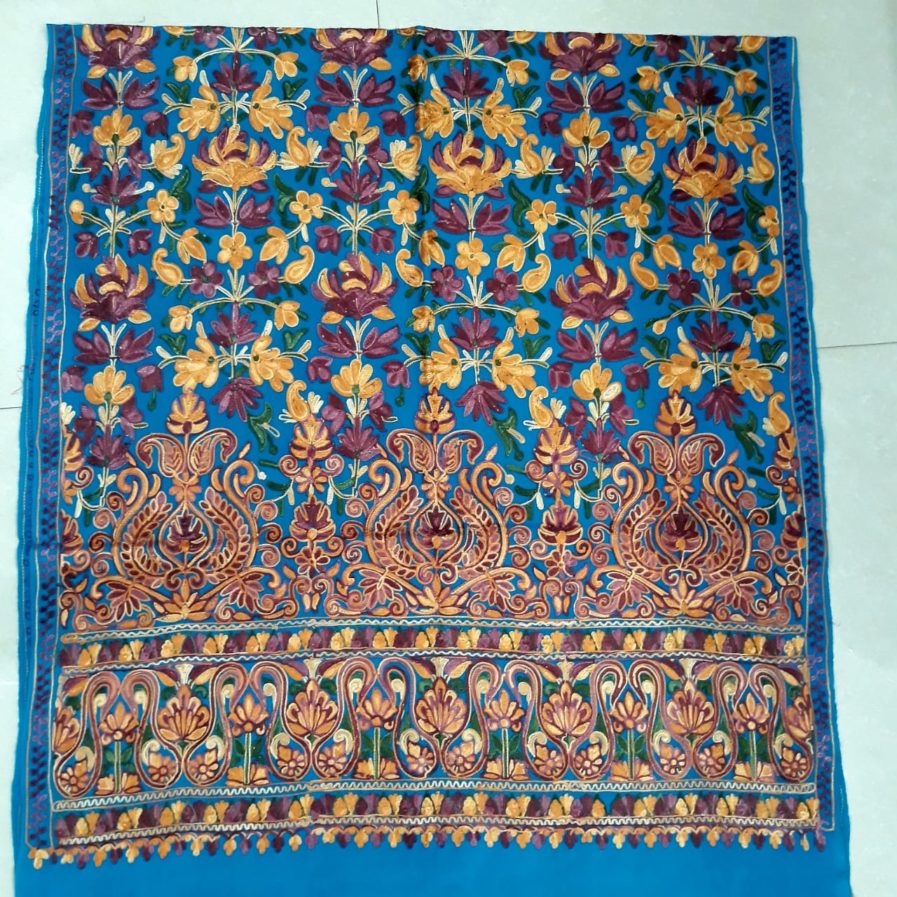 Embroidered Printed Wool Shawl