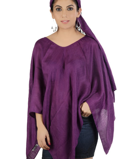 Woolly Twill Poncho With Maching Scarves