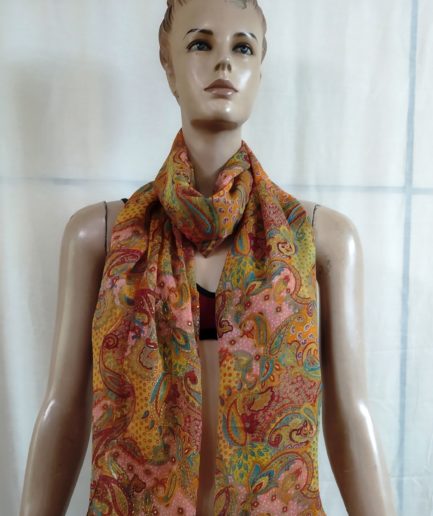 Chiffon with Gold print Scarves