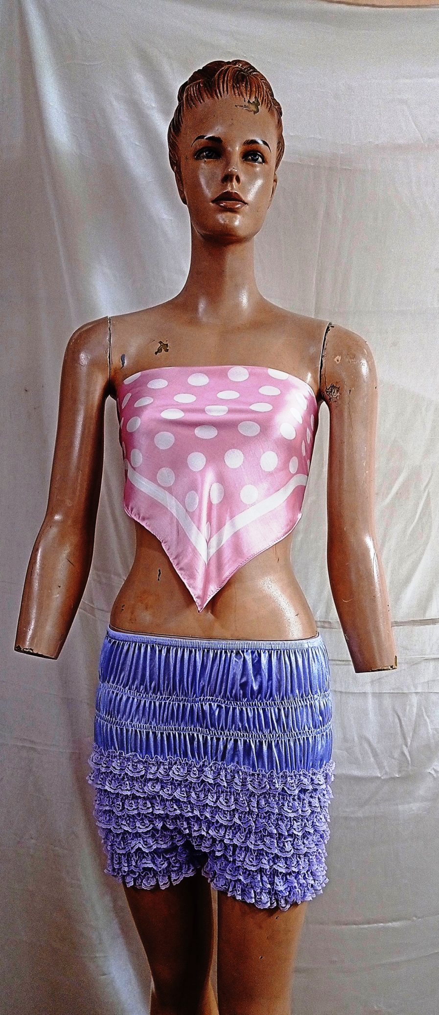 Satin Printed Poka Dot Square Bandana