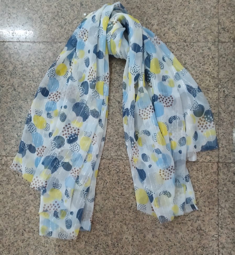 100% Poly Crinkle With Lurex Scarves