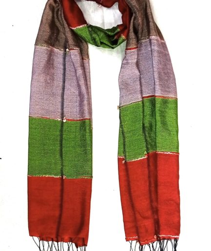 Silk Cotton  With Fringes Scarves