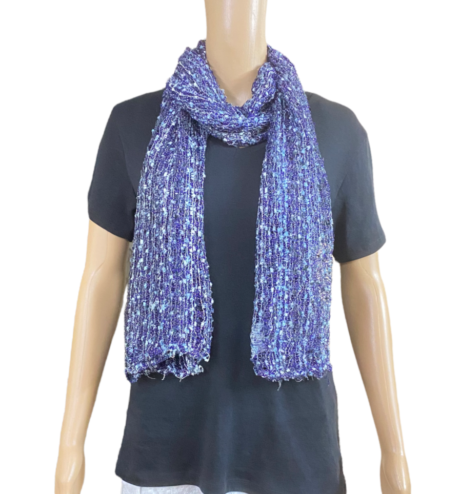 Navy Purple Viscose Net scarf