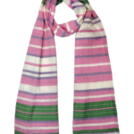 Cotton Modal Diamond weave Pink and green stripes Scarves