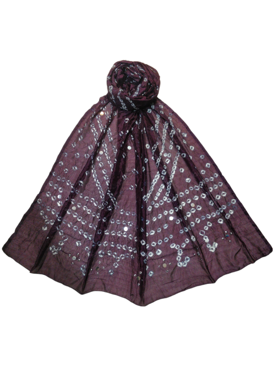 Silky Bandhani With Handwork Dupatta