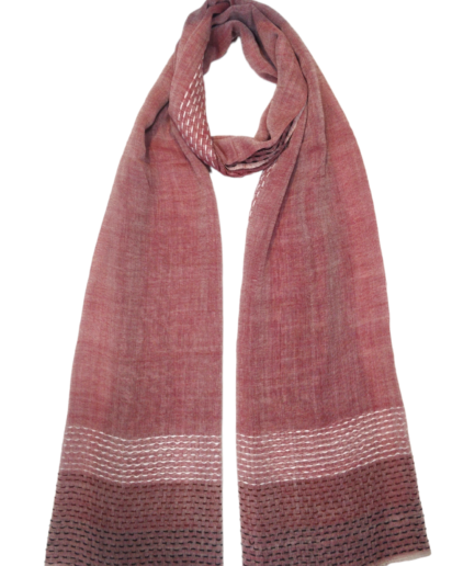 Linen red with thread embroidery Scarves