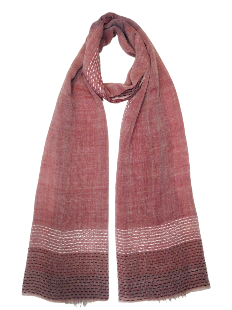 Linen red with thread embroidery Scarves
