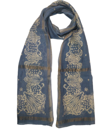 Cotton Silk with Zari golden border Scarf