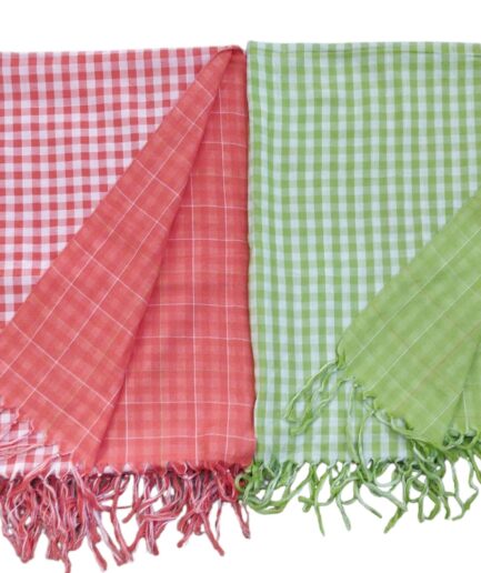 Checkes Cotton Printed Fringes Scarf