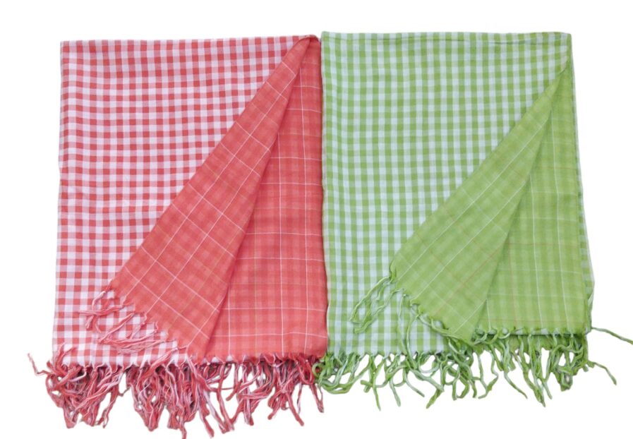 Checkes Cotton Printed Fringes Scarf