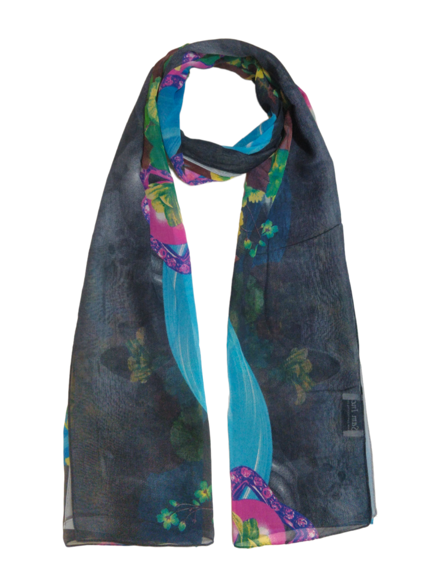 Digital Fancy Flower Print Scarf
